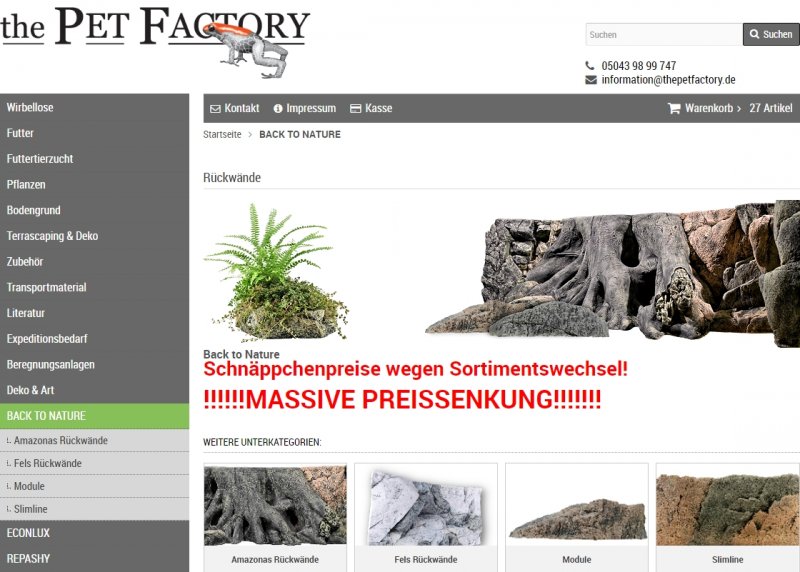 Aquaristik kaufen und verkaufen Foto: Www.thepetfactory.deSortimentswechsel mit Schnäppchenpreisen:Back to Natur Aquaristik kaufen und verkaufen Foto: Www.thepetfactory.deSortimentswechsel mit Schnäppchenpreisen:Back to Natur