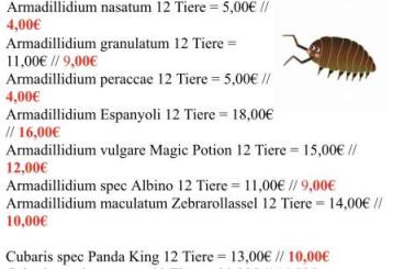 other Arthropoda kaufen und verkaufen Photo: Sale Asseln: Cubaris, Porcellio, Armadillidium